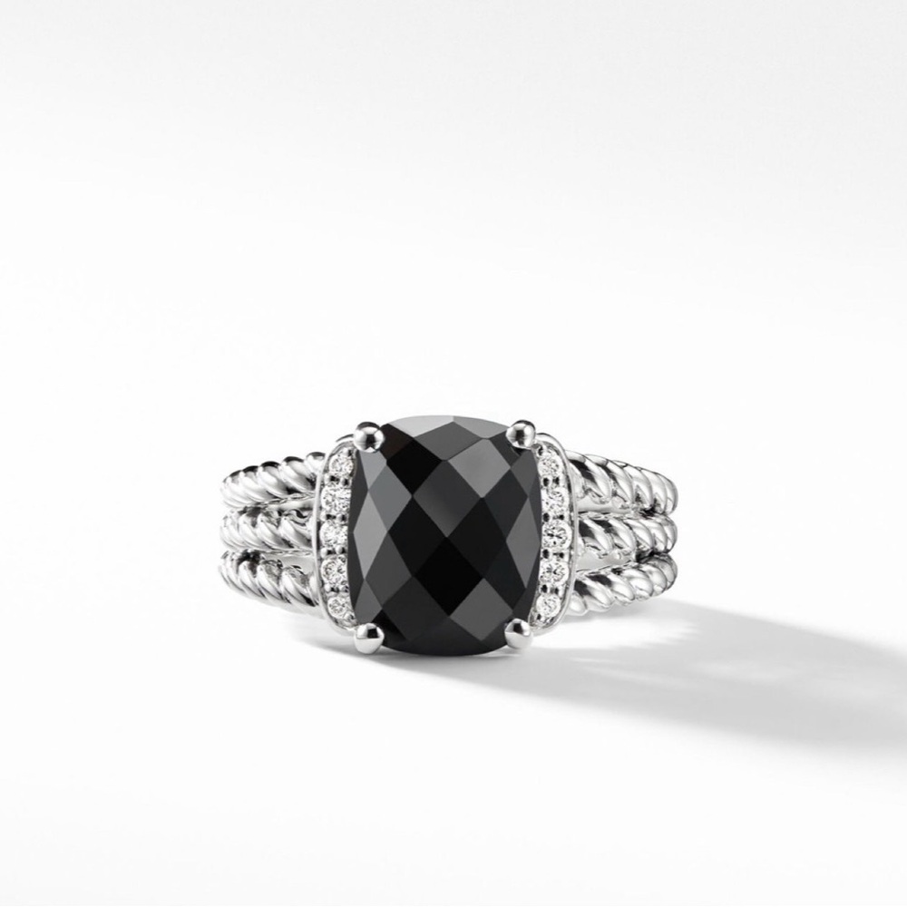 David Yurman Black and Silver Cable Ring